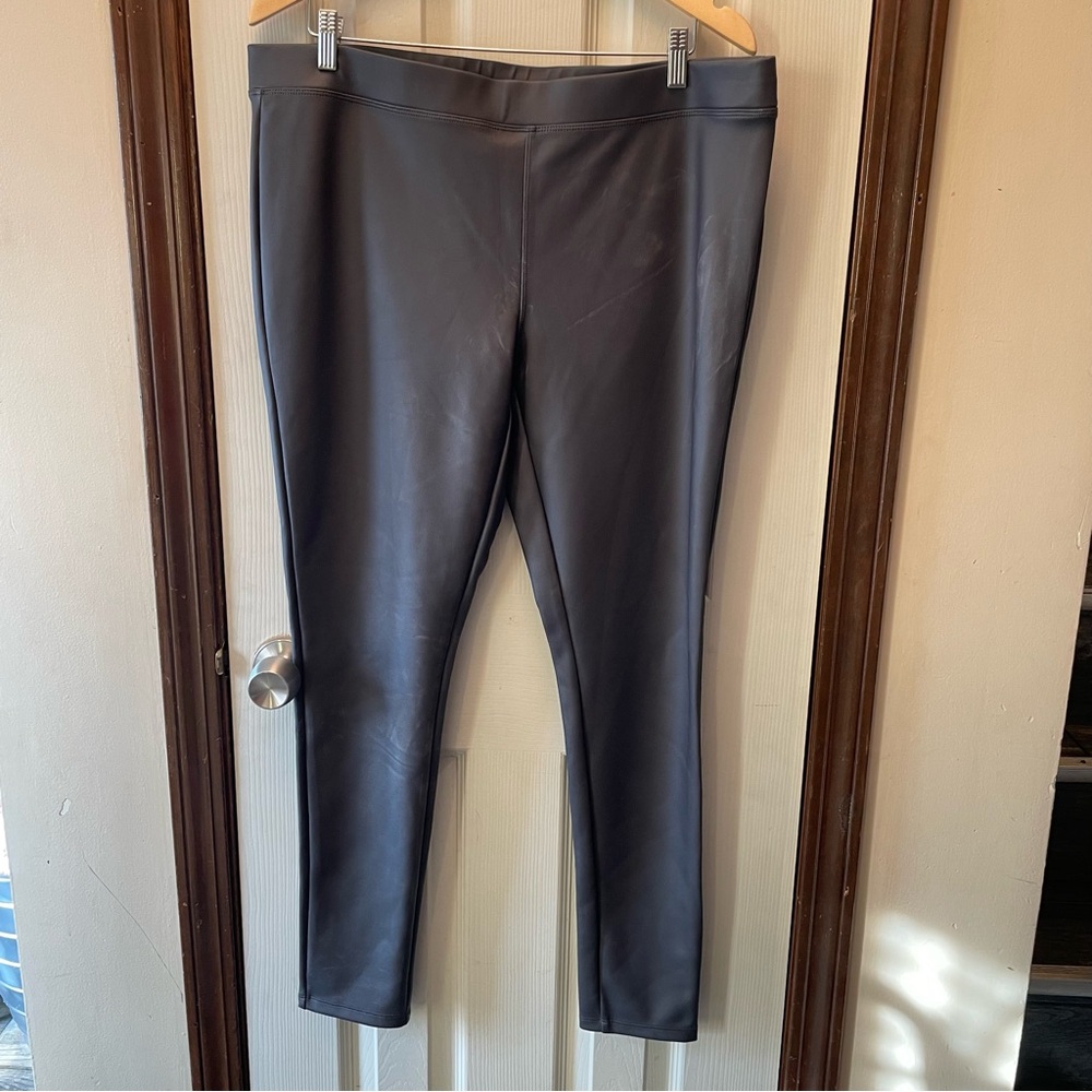 NWT Express Gray Faux Leather Leggings